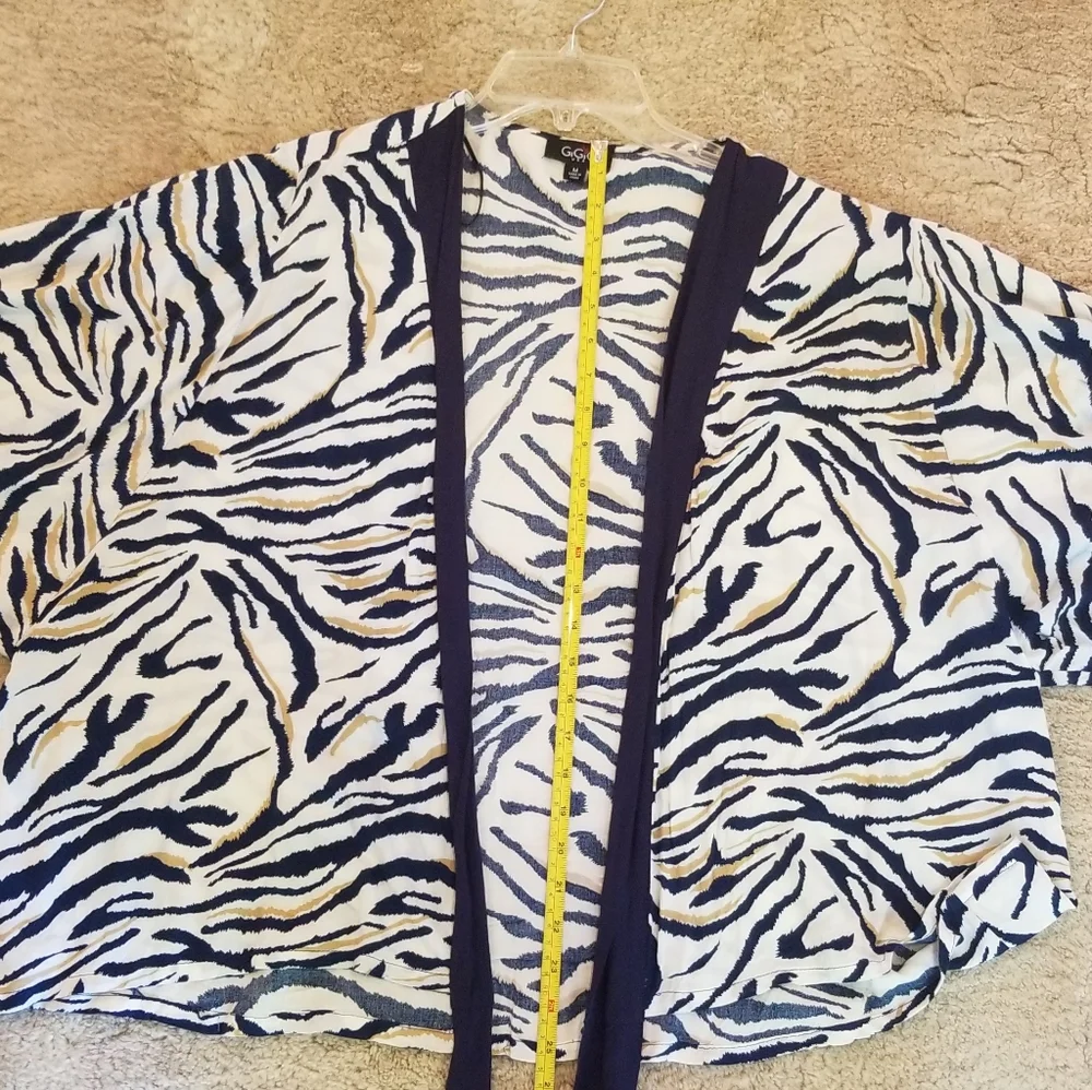 Blue & White Zebra Print Kimono w/Elastic Sleeves - No Reorders. Limited. - Picture 7 of 16